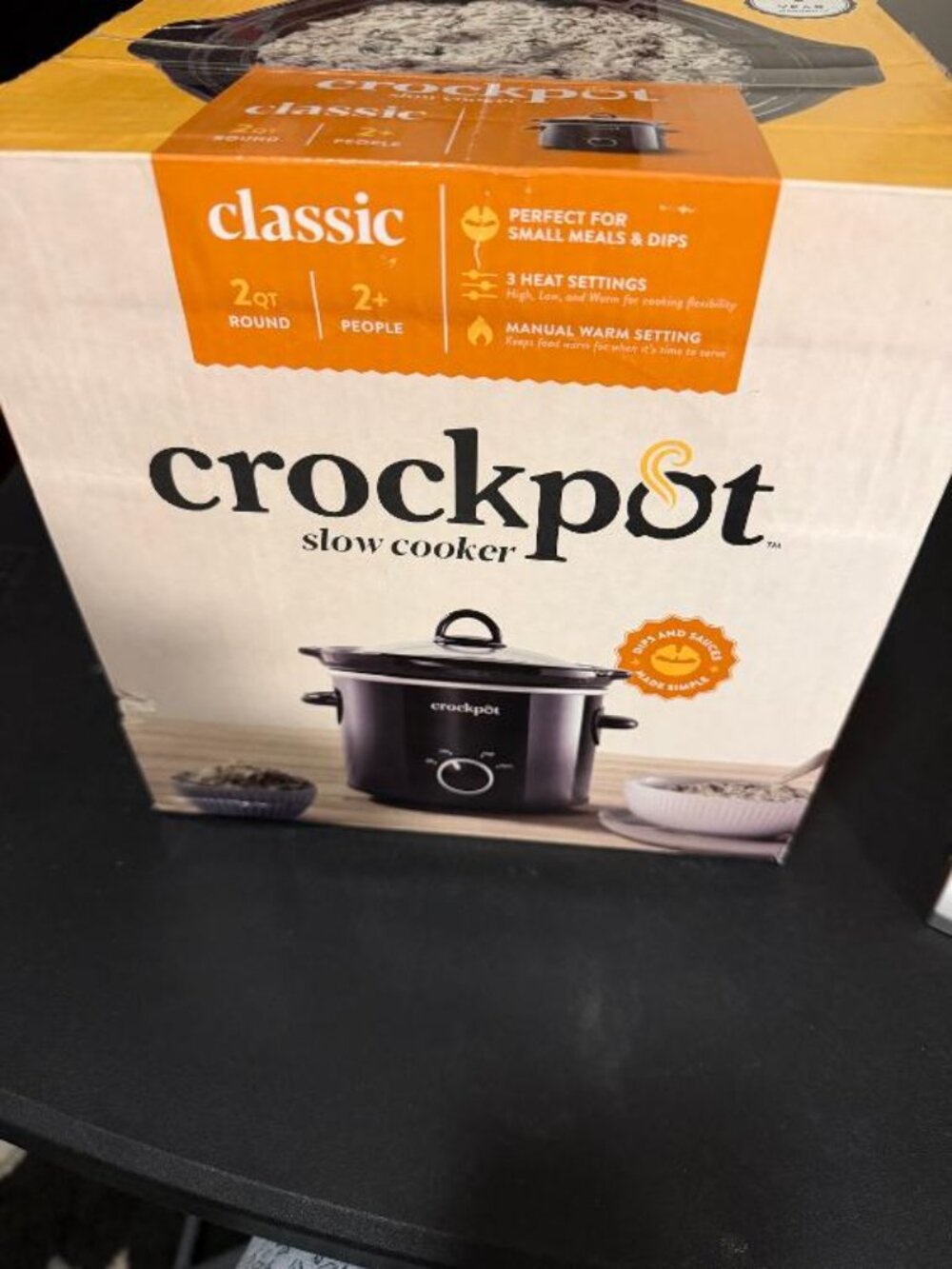 Crockpot 2-Quart Classic Slow Cooker Small Slow Cooker Black NIB Damaged Box